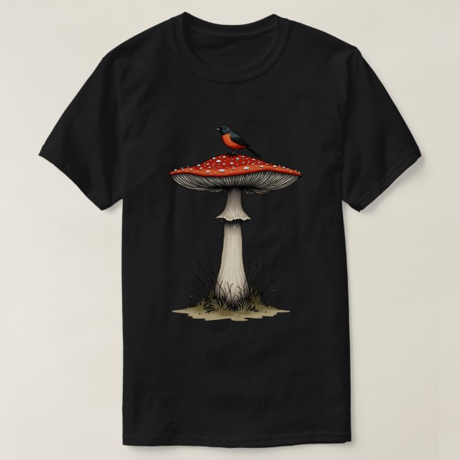 Camiseta Pássaro em Cogumelo (Frente do Design)