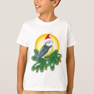 Camiseta Pássaro em Santa Hat