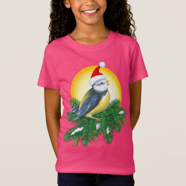 Camiseta Pássaro em Santa Hat (Frente)
