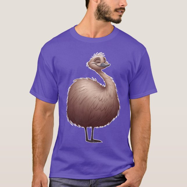 Camiseta Pássaro Emu Bonito na Estilo de Cartoon (Frente)