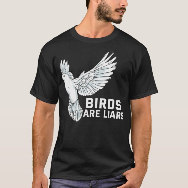 Camiseta Pássaro Engraçado Assistindo Meme Presentes Pombos (Frente)
