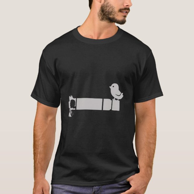 Camiseta Pássaro Engraçado Na Câmera De Fotografia De Longa (Frente)