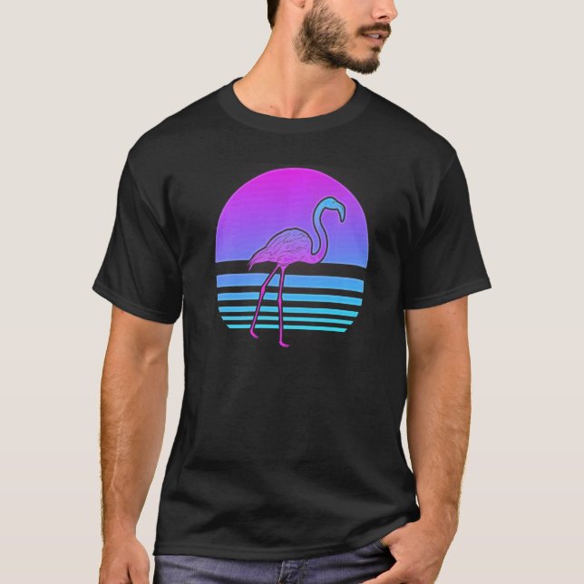 Camiseta Pássaro Exótico de Onda Síntron 90s Vaporwave Rosa (Frente)