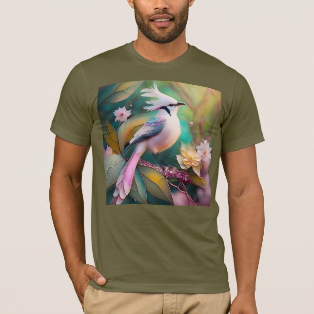 Camiseta Pássaro Fantasia Branca - Blush Tail Jay (Frente)