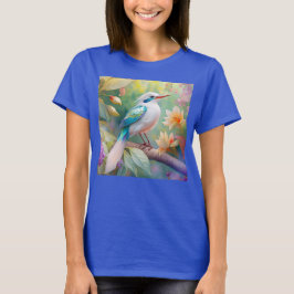 Camiseta Pássaro Fantasia Branca, Iridescente, Teal Wing