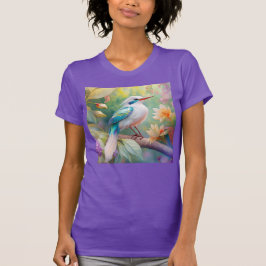 Camiseta Pássaro Fantasia Branca, Iridescente, Teal Wing