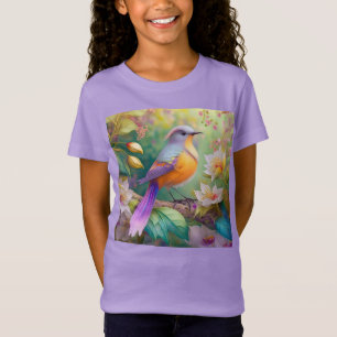 Camiseta Pássaro Fantasia Laranja Torrado de lavanda