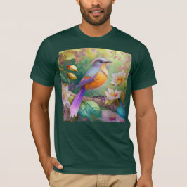 Camiseta Pássaro Fantasia Laranja Torrado de lavanda