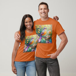 Camiseta Pássaro Fantasia Laranja Torrado de lavanda