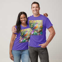 Camiseta Pássaro Fantasia Laranja Torrado de lavanda