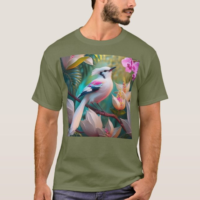 Camiseta Pássaro Fantástico Branca Pincado (Frente)