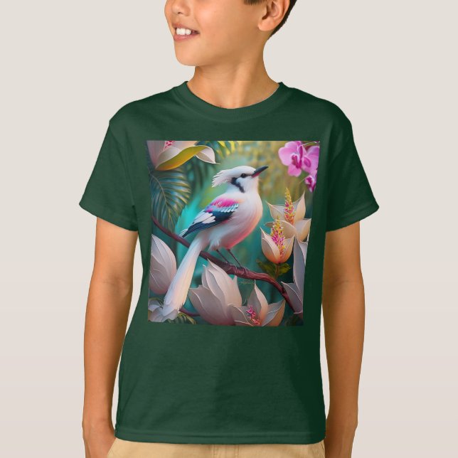 Camiseta Pássaro Fantástico Branca Pincado (Frente)