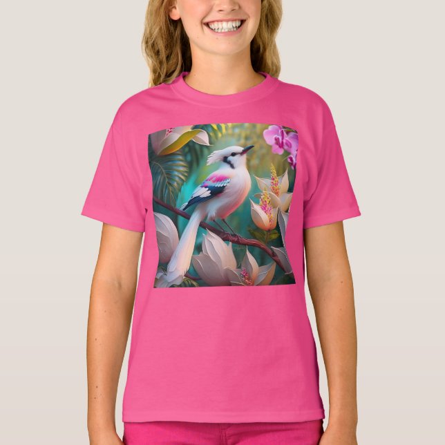 Camiseta Pássaro Fantástico Branca Pincado (Frente)
