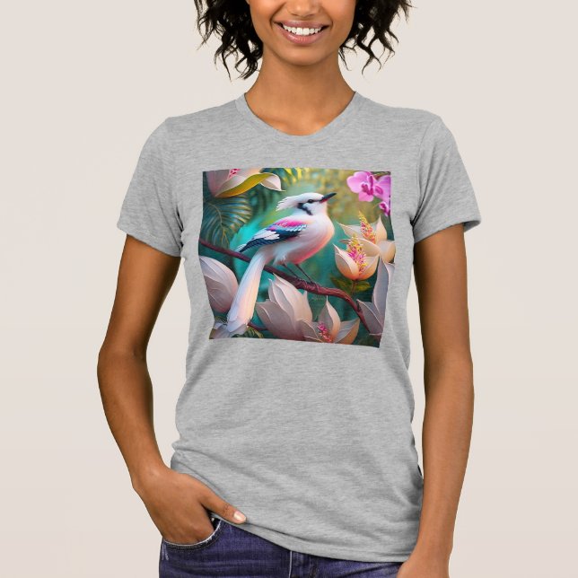 Camiseta Pássaro Fantástico Branca Pincado (Frente)