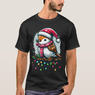 Camiseta Pássaro Festivo Celebrando o Natal