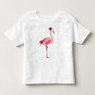 Camiseta Pássaro Flamingo Rosa de Natal com Papai Noel