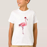 Pássaro Flamingo Rosa de Natal com Papai Noel