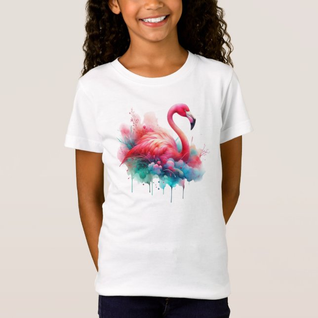 Camiseta Pássaro Flamingo Rosa Sublimação (Frente)