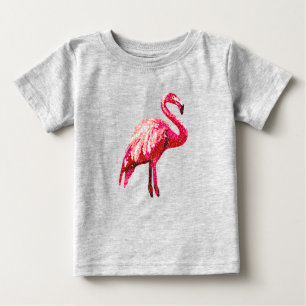 Camiseta Pássaro Flamingo Tropical Impressa Sequin
