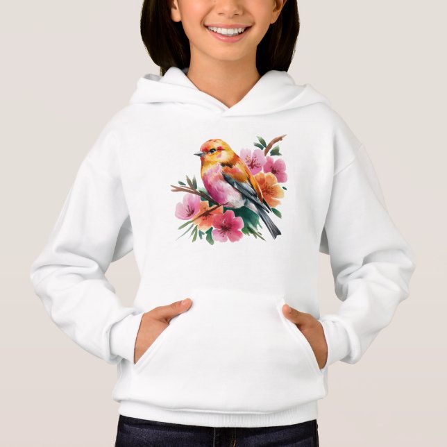 Camiseta Passaro Flor Rosa (Frente)