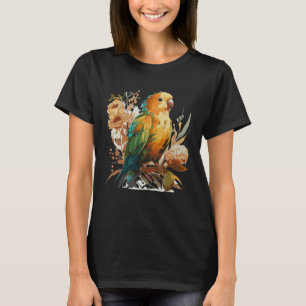 Camiseta Pássaro Floral de Cama de Girassol Cento