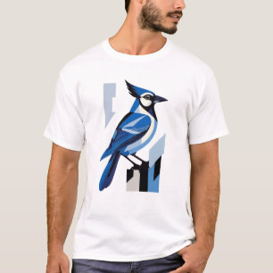 Camiseta Pássaro Gelométrico Azul