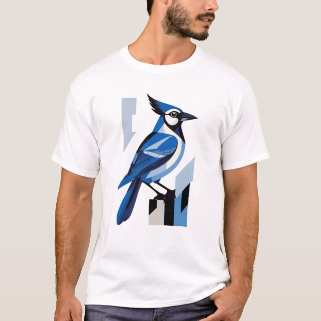 Camiseta Pássaro Gelométrico Azul (Frente)