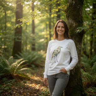 Camiseta Pássaro Geométrico Branca de Mão