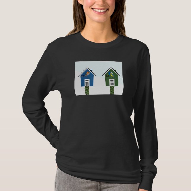 Camiseta Pássaro House Robin Blue Titmouse Pássaro Birdwatc (Frente)