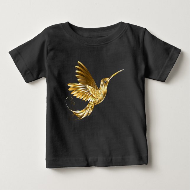 Camiseta Pássaro Humino Negro e Dourado (Frente)