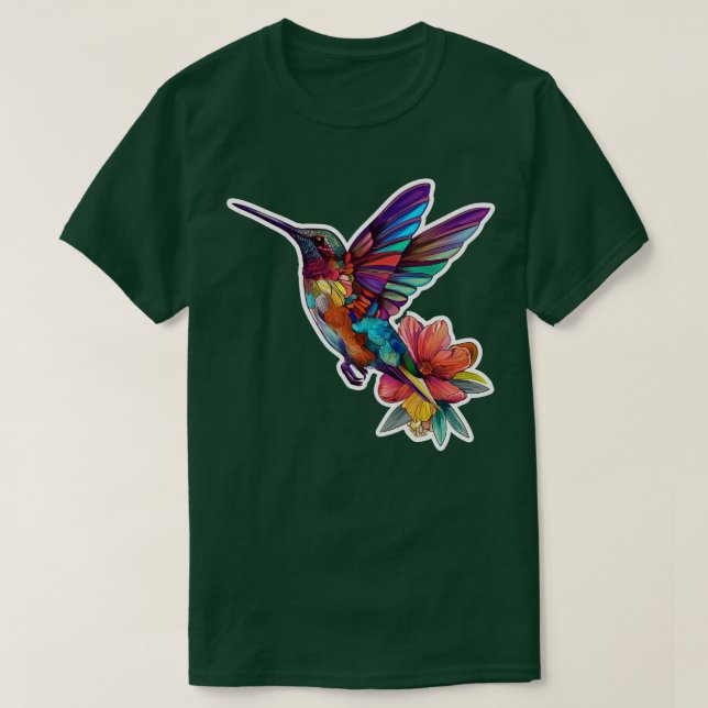 Camiseta Pássaro Humming Floral (Frente do Design)