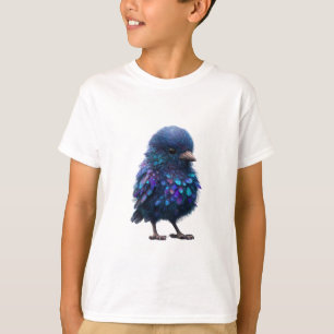 Camiseta Pássaro Infantil Pena Brilhante Galáxia Cósmica Ir