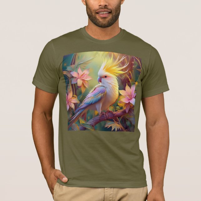 Camiseta Pássaro Iridescente Wing Cockatiel Fantasy (Frente)