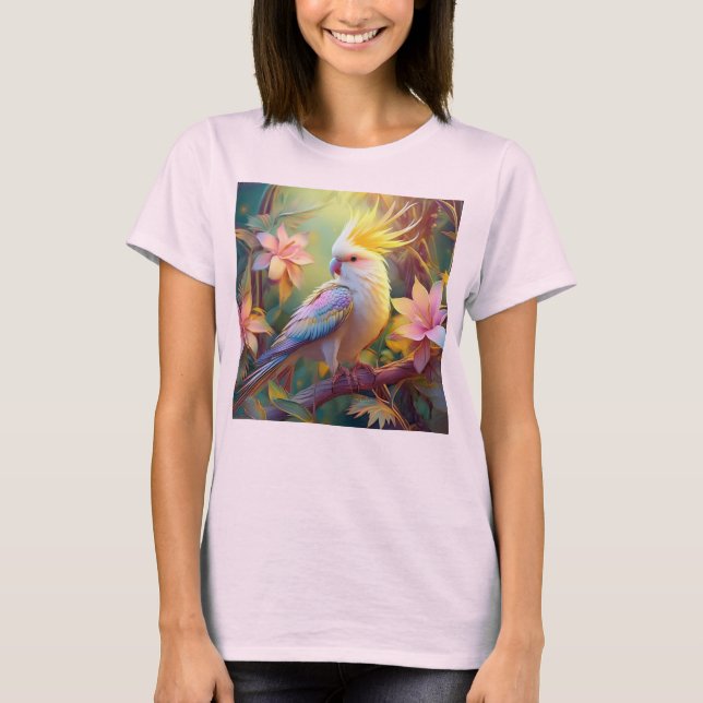 Camiseta Pássaro Iridescente Wing Cockatiel Fantasy (Frente)