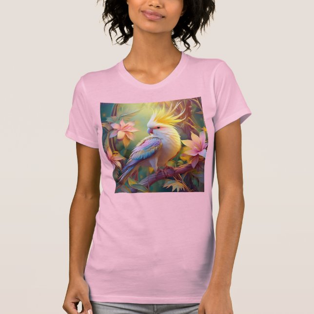 Camiseta Pássaro Iridescente Wing Cockatiel Fantasy (Frente)