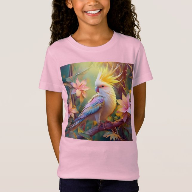 Camiseta Pássaro Iridescente Wing Cockatiel Fantasy (Frente)