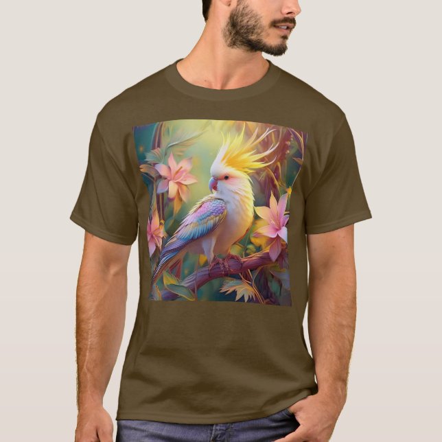 Camiseta Pássaro Iridescente Wing Cockatiel Fantasy (Frente)