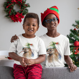 Camiseta Pássaro Kiwi bonito no Chapéu Elf de Natal, person
