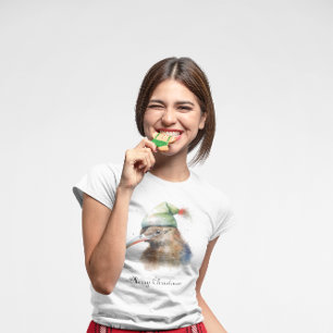 Camiseta Pássaro Kiwi de Natal, personalizável