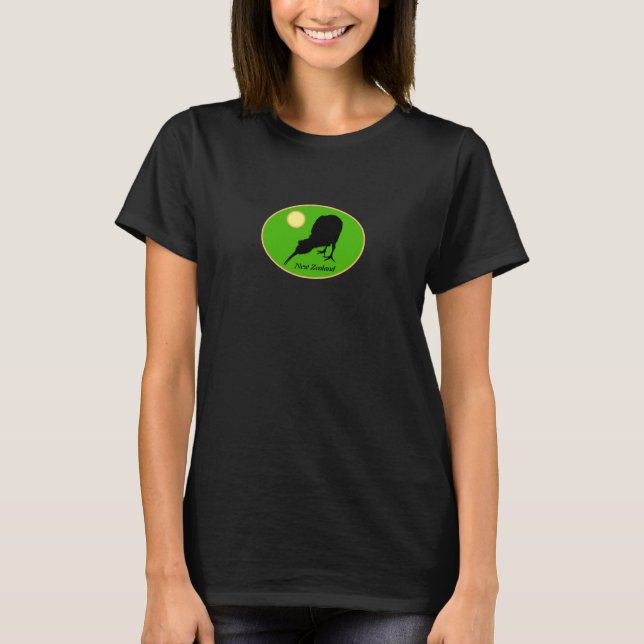 Camiseta Pássaro Kiwi & Lua, Nova Zelândia, Moda Bebê / Cam (Frente)