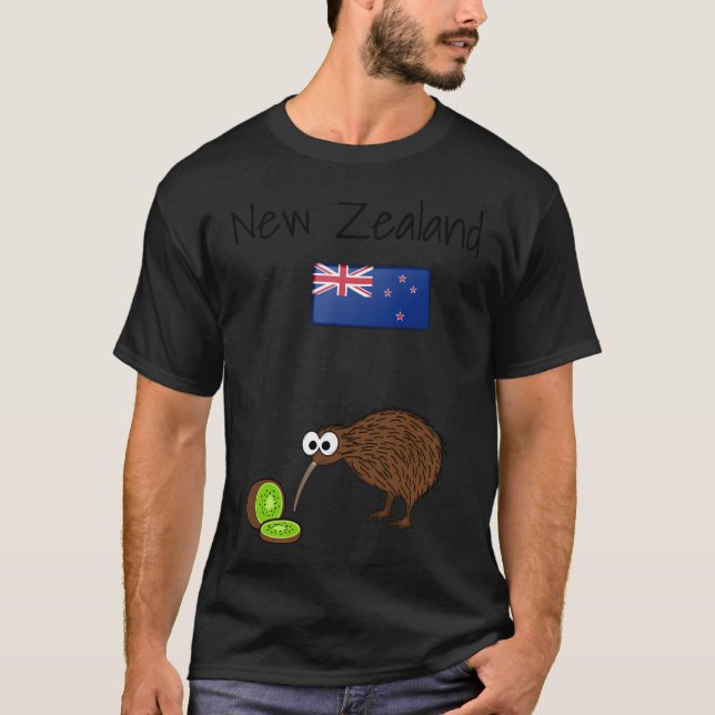 Camiseta Pássaro Kiwi, Sinalizador da Nova Zelândia (Frente)