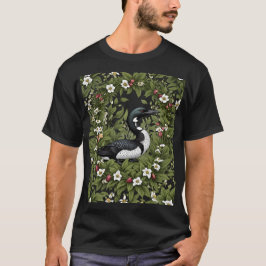 Camiseta Pássaro-Leão Comum Cercado Por Flor Orquídea Branc
