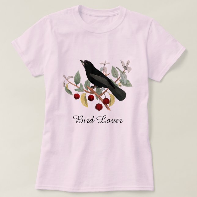 Camiseta Pássaro Lover Blackbird Rosa (Frente do Design)