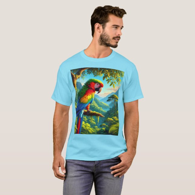 Camiseta Pássaro Lover Macaw Parrot Blue T Shirt (Frente Completa)