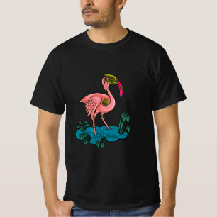 Camiseta Pássaro Mecânico, Robô Flamingo Mecha Rosa