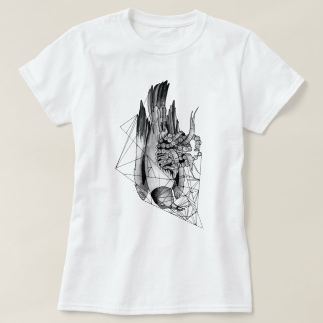 Camiseta Pássaro Morto preto e branco (Frente do Design)