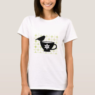 Camiseta Pássaro na Silhueta da Xícara de Chá