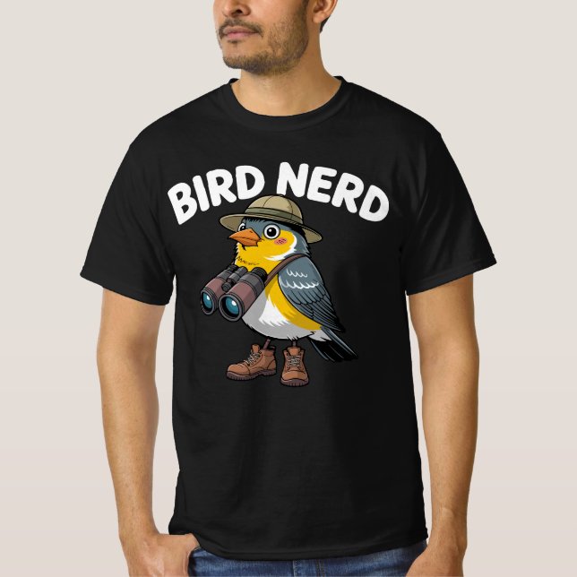 Camiseta Pássaro Nerd Engraçado Observação de Pássaros | Am (Frente)