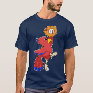 Camiseta Pássaro no Baseball com luva de beisebol