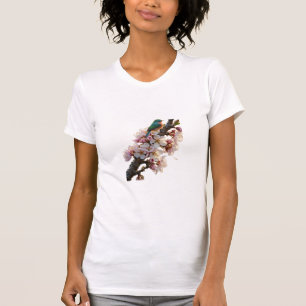 Camiseta Pássaro no Ramo de Árvore Florido